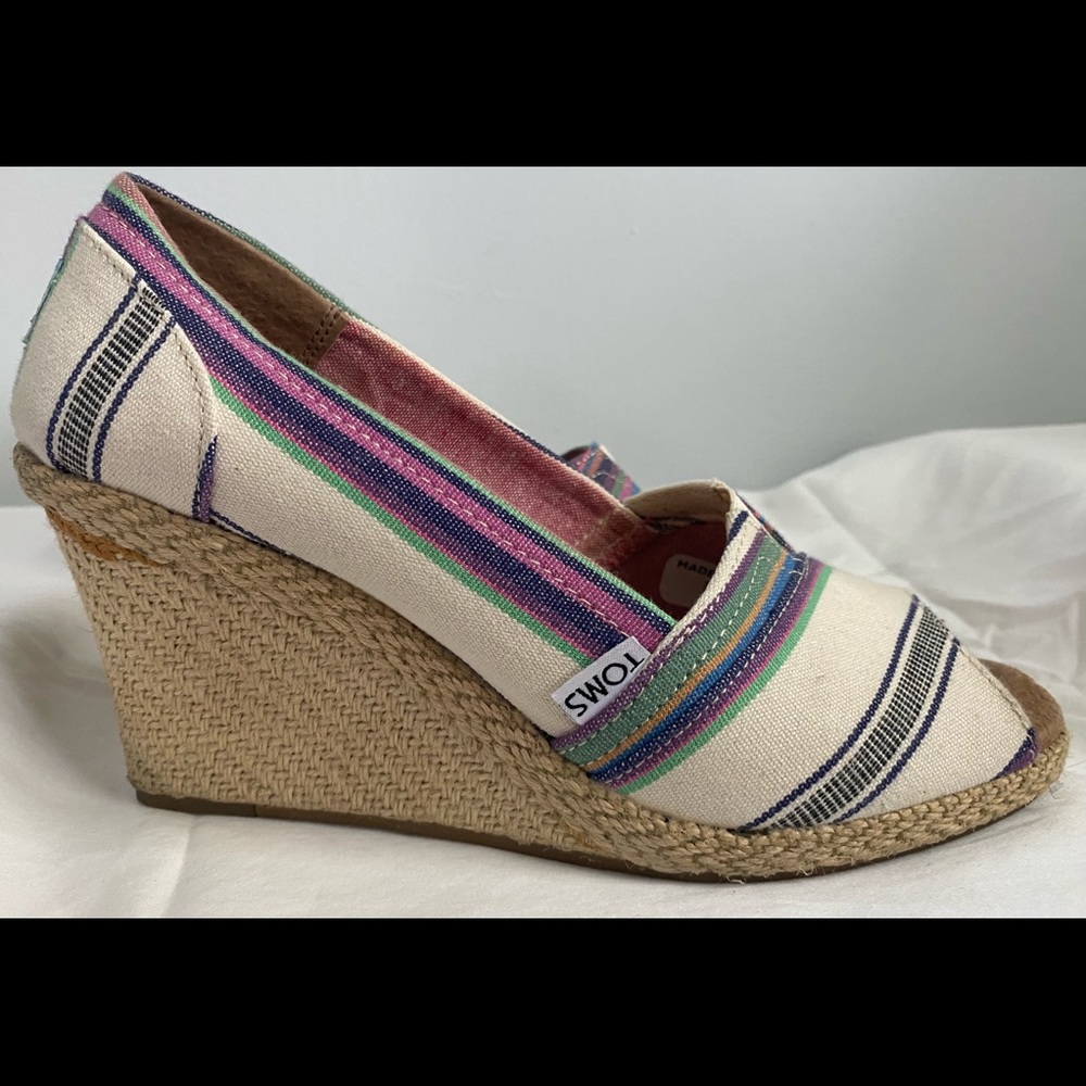 Toms Village Stripe Wedge Sandal